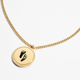 Custom Zicornia Round Necklace - Footprint - Gold