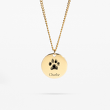 Custom Necklace Pawprint + Name - Gold