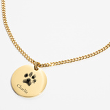 Custom Necklace Pawprint + Name - Gold