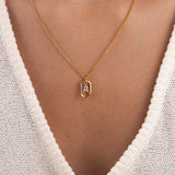 Initial A zirconia necklace worn on neck – personalized luxury jewelry VECINO
