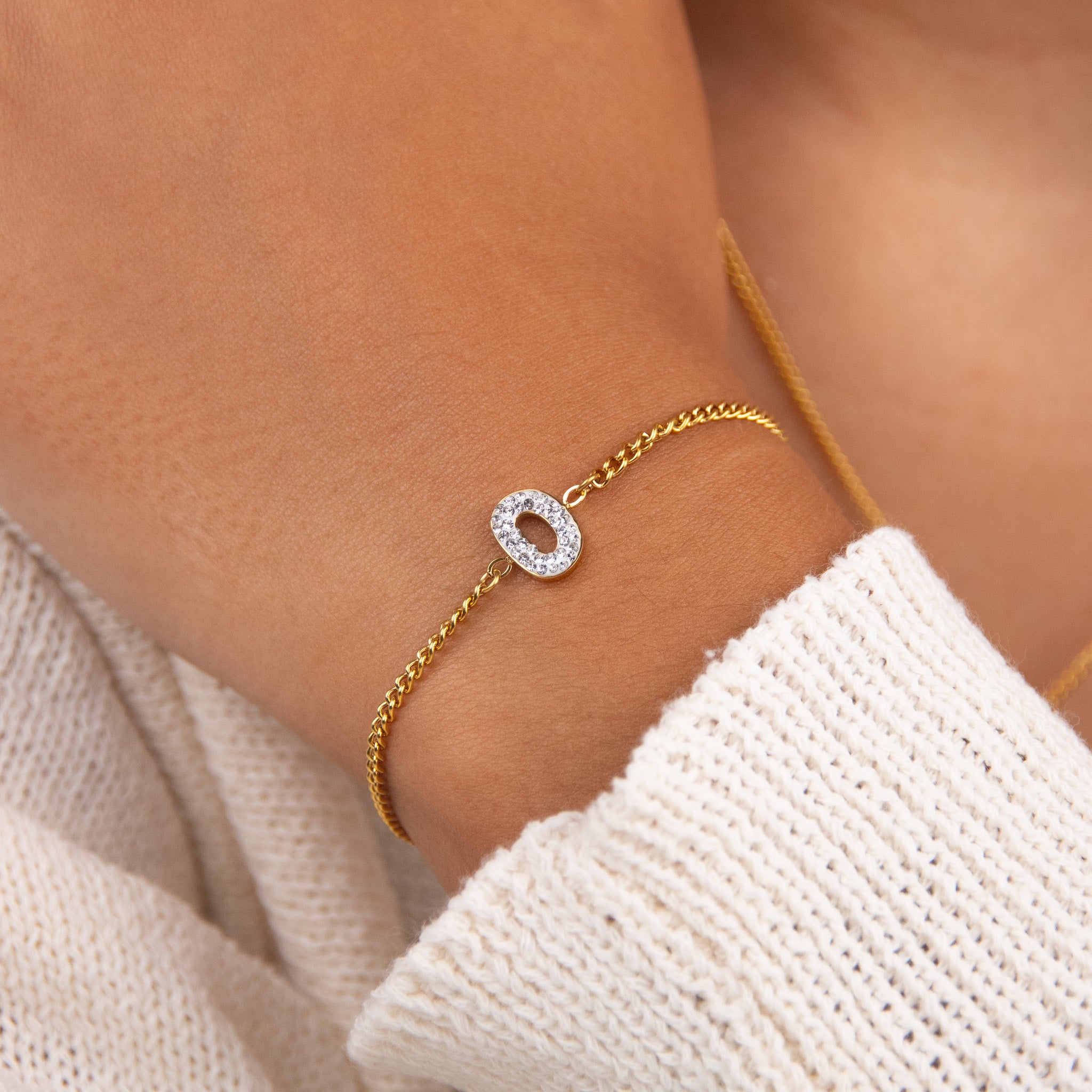 Initial D zirconia bracelet worn on wrist – personalized luxury jewelry VECINO
