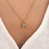 Initial M zirconia necklace gold and silver – personalized letter M pendant VECINO