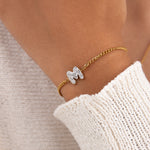 Initial M zirconia bracelet worn on wrist – personalized luxury jewelry VECINO