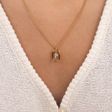 Initial P zirconia necklace gold and silver – personalized letter P pendant VECINO
