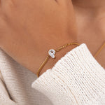 Initial P zirconia bracelet worn on wrist – personalized luxury jewelry VECINO