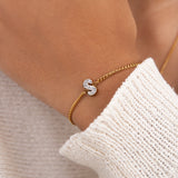 Initial S zirconia bracelet worn on wrist – personalized luxury jewelry VECINO