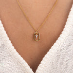 Initial Y zirconia necklace gold and silver – personalized letter Y pendant VECINO