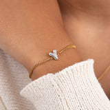Initial Y zirconia bracelet worn on wrist – personalized luxury jewelry VECINO