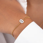 Initial B zirconia bracelet worn on wrist – personalized luxury jewelry VECINO