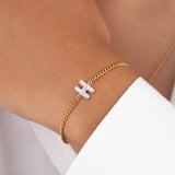 Initial H zirconia bracelet worn on wrist – personalized luxury jewelry VECINO