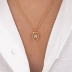 Initial N zirconia necklace gold and silver – personalized letter N pendant VECINO