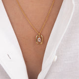 Initial Q zirconia necklace gold and silver – personalized letter Q pendant VECINO
