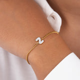 Initial Z zirconia bracelet worn on wrist – personalized luxury jewelry VECINO