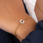 Initial C zirconia bracelet worn on wrist – personalized luxury jewelry VECINO