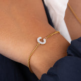 Initial C zirconia bracelet worn on wrist – personalized luxury jewelry VECINO