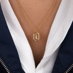 Initial L zirconia necklace gold and silver – personalized letter L pendant VECINO