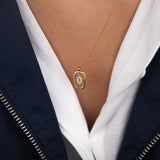 Initial O zirconia necklace gold and silver – personalized letter O pendant VECINO