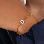 Initial O zirconia bracelet worn on wrist – personalized luxury jewelry VECINO