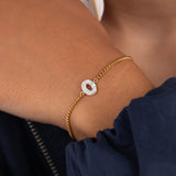 Initial O zirconia bracelet worn on wrist – personalized luxury jewelry VECINO