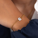 Initial R zirconia bracelet worn on wrist – personalized luxury jewelry VECINO
