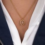 Initial U zirconia necklace gold and silver – personalized letter U pendant VECINO