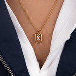 Initial X zirconia necklace gold and silver – personalized letter X pendant VECINO