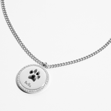 Custom Zicornia Round Necklace - Pawprint + Name - Silver