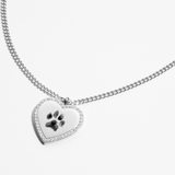 Colar personalizado com pendente coração em zimbro - Pegada - Silver