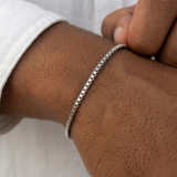 Square Chain Bracelet - Silver ( for him )