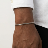Square Chain Bracelet - Silver ( for him )