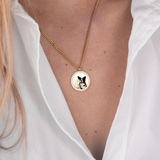 Collana rotonda con zirconi personalizzata - Immagine di un animale domestico - Gold