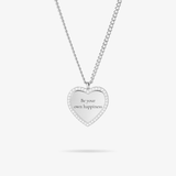 Collana personalizzata con cuore di zirconi - Testo - Silver