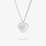 Collana personalizzata con cuore di zirconi - Scrittura a mano - Silver