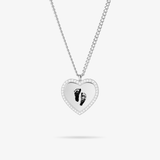 Custom Zicornia Heart Necklace - Footprint - Silver