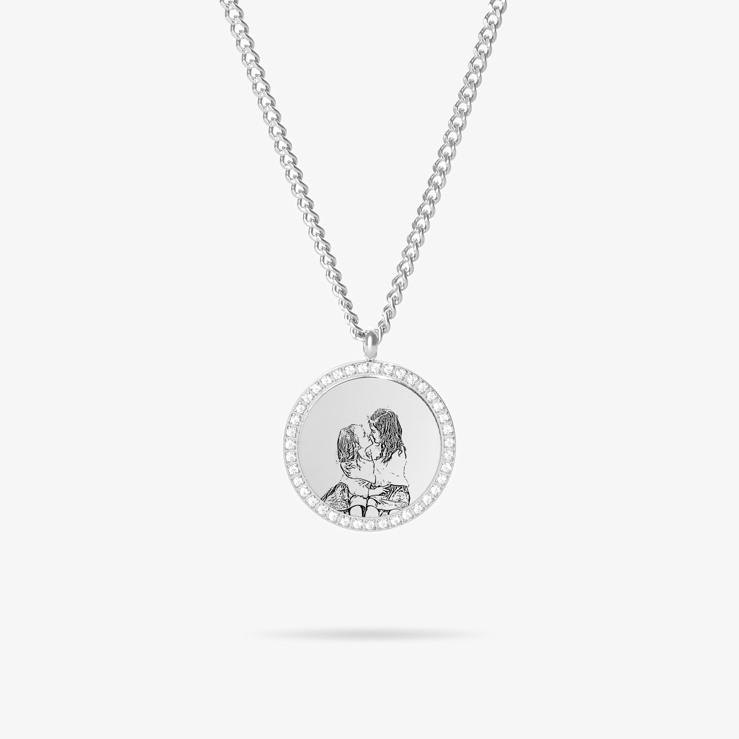 Personalized zirconia round necklace silver silhouette – gift by VECINO