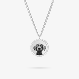 Collier rond personnalisé en zircone-Image de votre animal de compagnie- Silver