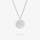 Maßgefertigte runde Zicornia-Halskette – Sternenkarte – Silver