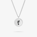 Custom Zicornia Round Necklace - Footprint - Silver