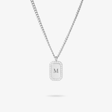 Custom Zicornia Square Necklace - Initial - Silver