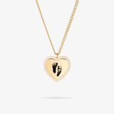 Custom Zicornia Heart Necklace - Footprint - Gold