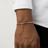 Square Chain Bracelet - Silver ( for him )