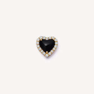 Glass Locket Charm — Black Heart