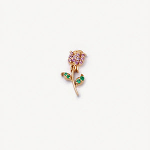 Glass Locket Charm — Pink Sapphire Rose